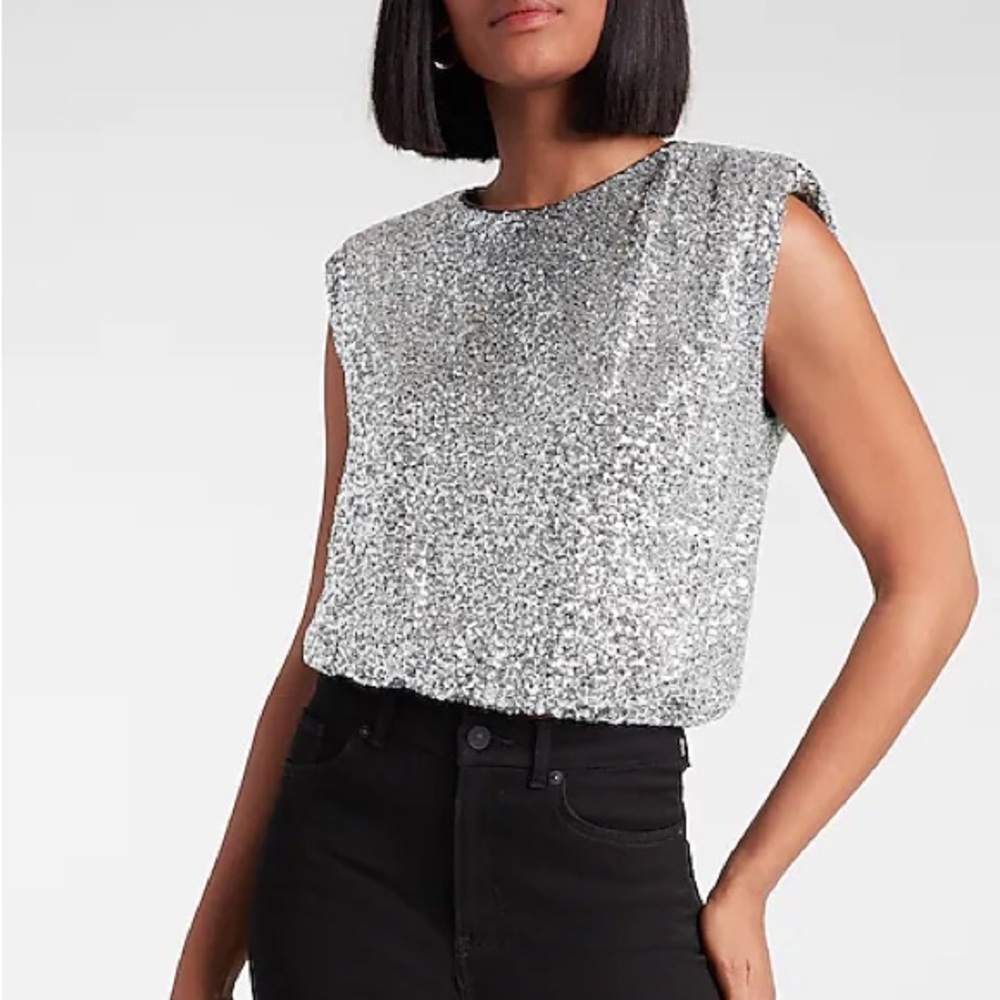 Express Sequin Rushed Top
